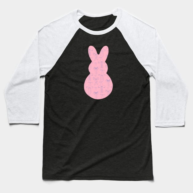 Bunny & Blue Bows Baseball T-Shirt by katevcreates